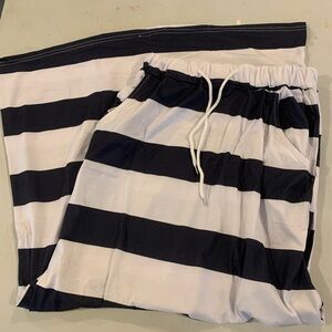 Navy blue striped long skirt